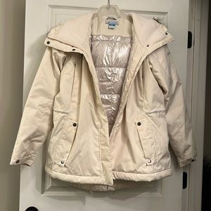 Cream Columbia Ski Jacket with Faux Fur Hood